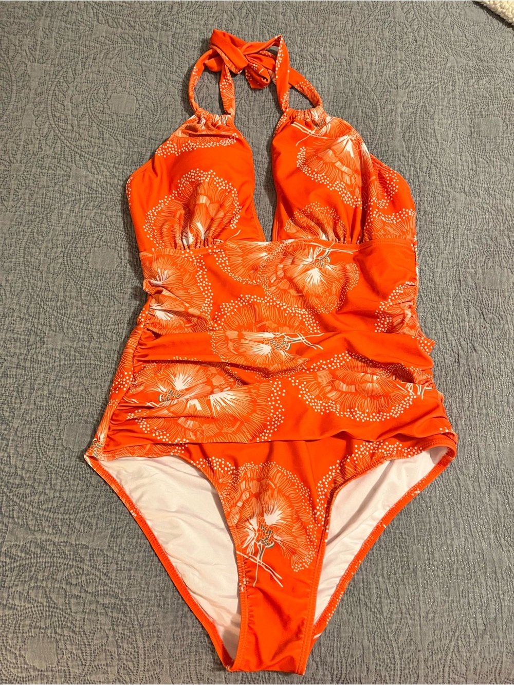 Orange Floral One-Piece Swimsuit NWOT